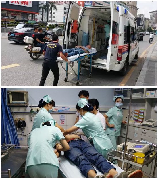 深圳健安医院120救护车现场救治和转运病人