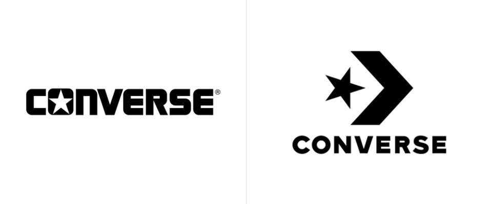 左:更换前的 logo,右:converse 现在的星箭 logo