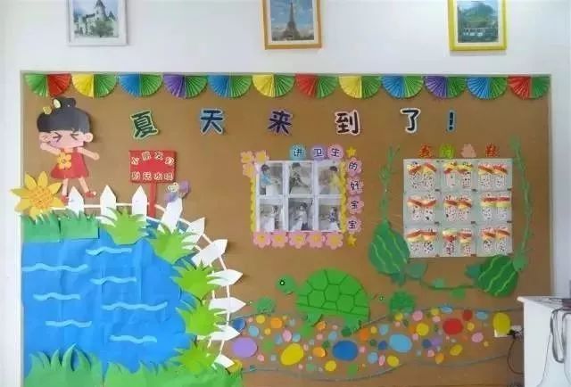 夏天到了,幼儿园夏季主题墙手工环创布置在这里