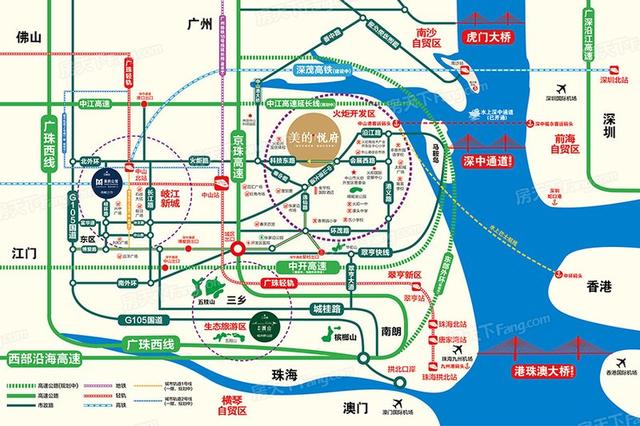 京珠高速,深茂高铁,中山港码头环绕,规划中地铁18号线接驳广州南沙图片