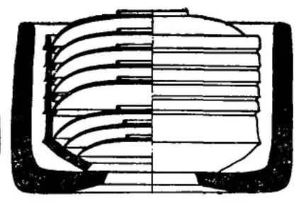 定窑覆烧法示意图,图自李辉柄,毕南海《论定窑烧瓷工艺的发展与历史