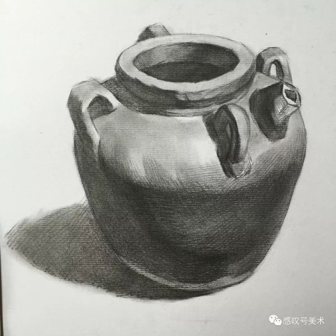 素描绘画入门|静物单体陶罐,掌握分体面的画法