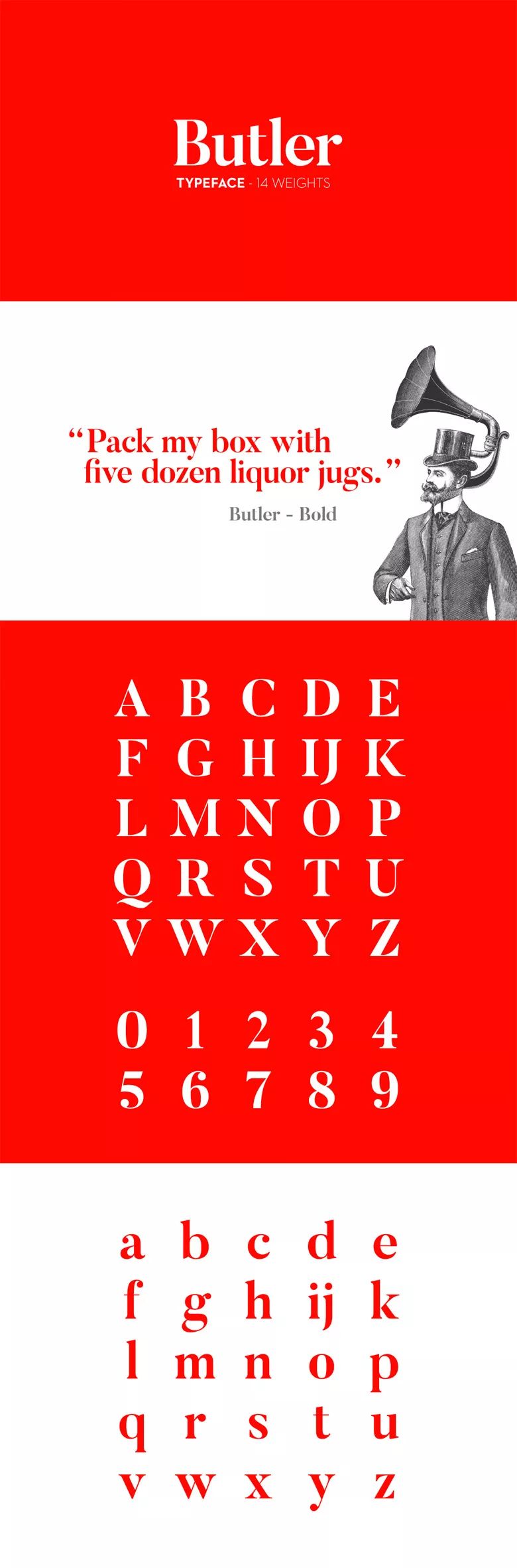 22,butler   free font      weights