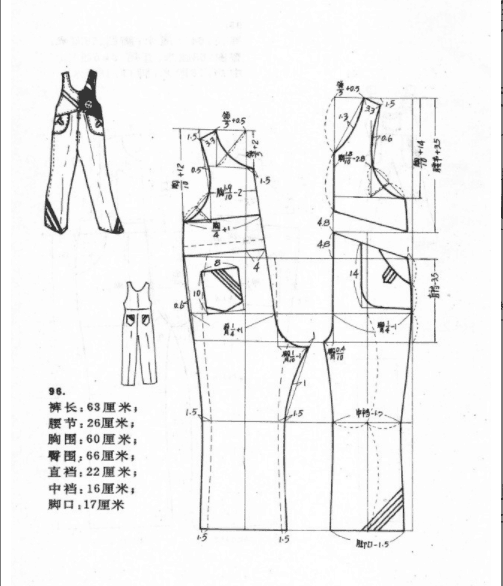 童装打版-连体背带裤裁剪制图