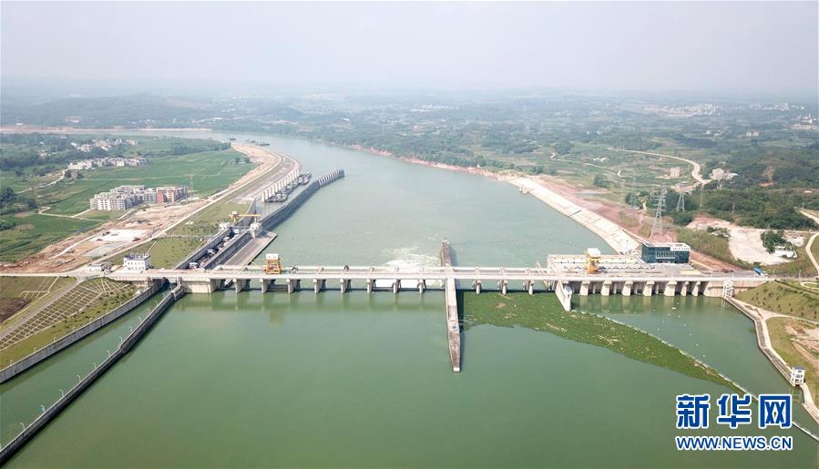 5月18日无人机拍摄的邕江综合整治工程起点的老口水利枢纽工程,该工程