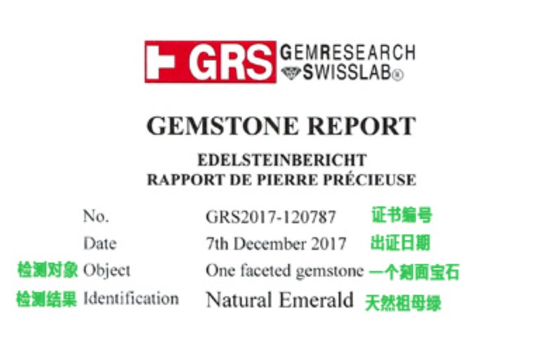 grs祖母绿证书解析——一篇文章让你学会看grs祖母绿证书