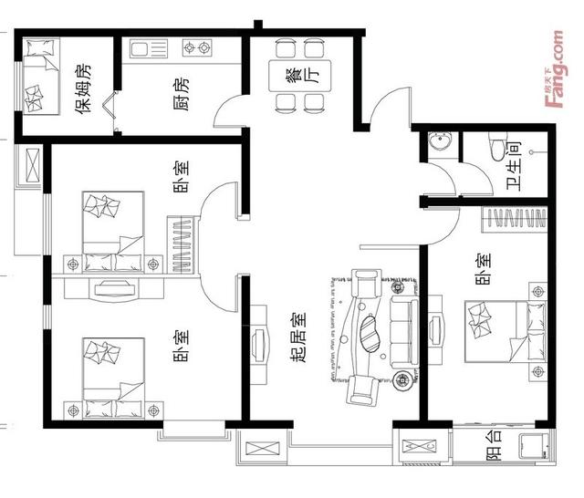 以下就是本套翰林观天下小区136.5平米三居室房子的户型图.