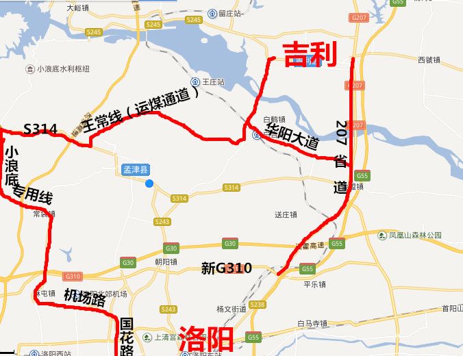 (2洛阳方向往孟津县城方向:从洛阳行至洛吉快速通道沿朝阳大道至孟津