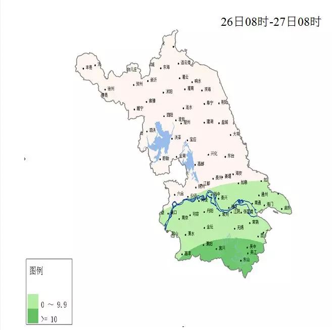 今明两天江苏淮河以南地区有大到暴雨,局部大暴雨