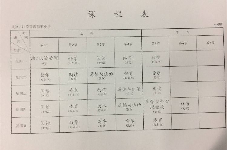 武汉部分区部分小学课程表搜集,给新一年级的你!