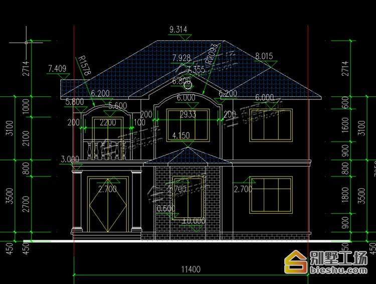 25万自建二层抗震轻钢别墅,11.4x9.6m带堂屋