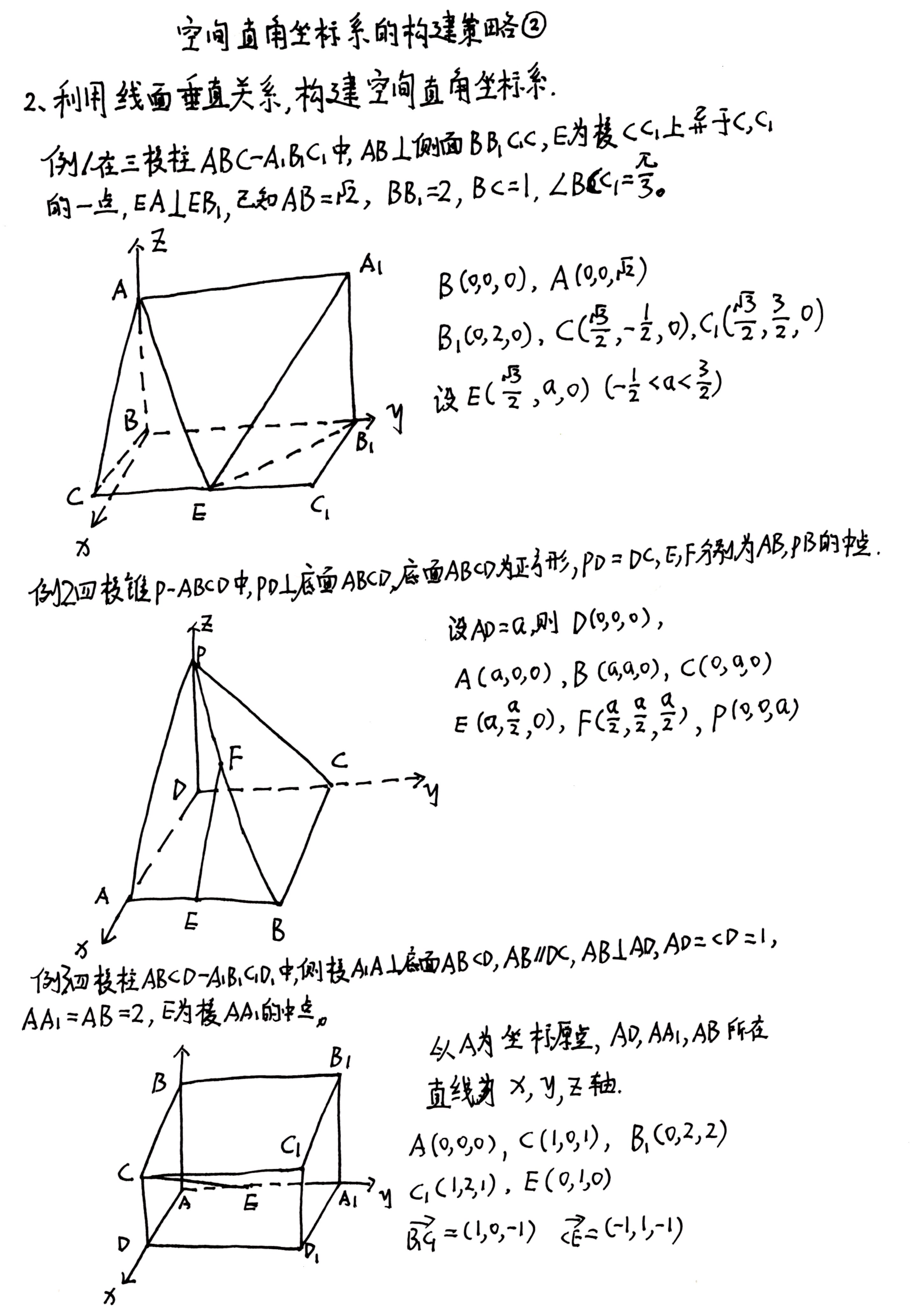 高中数学简明读本立体几何专题5空间直角坐标系的建系