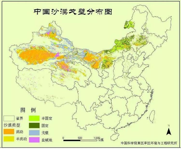 再看一看西北的戈壁沙漠分布图