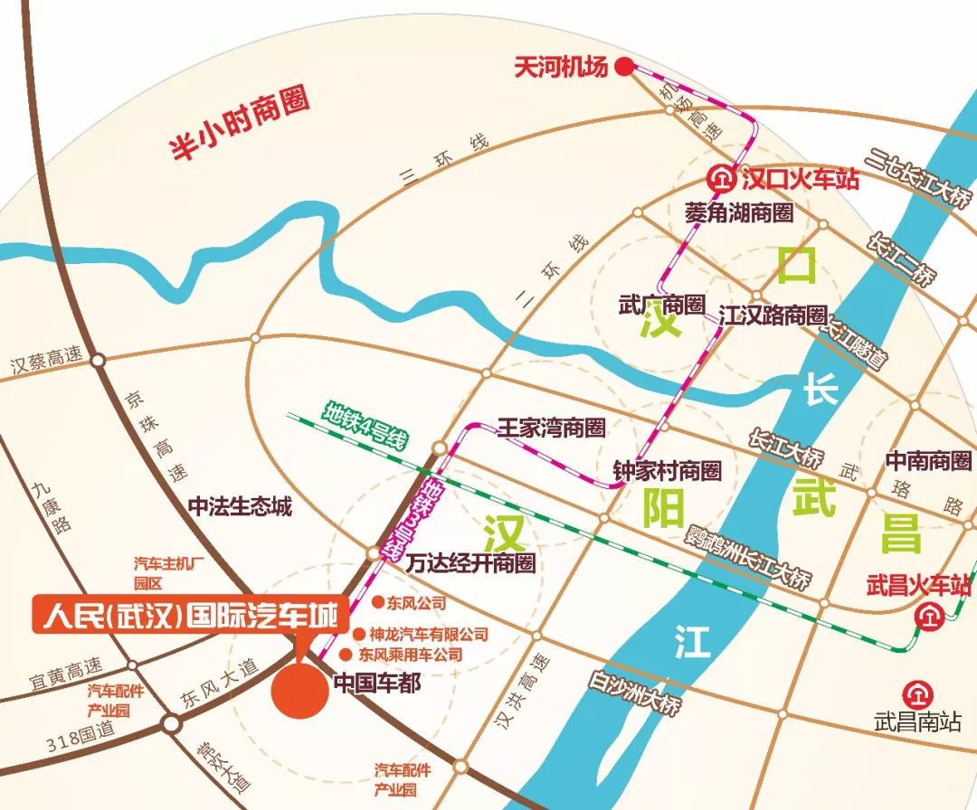汽车 正文  地处武汉蔡甸区东风大道延长线与福康路交汇处,3条高速图片