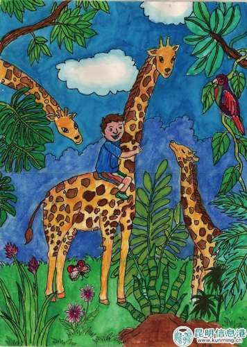 云南小学生野生动物绘画大赛颁奖 235件作品绘出与人动物和谐之美