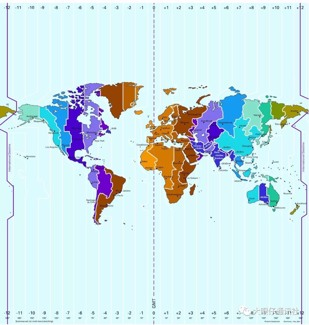 全球24时区图,商旅人士对它再熟悉不过