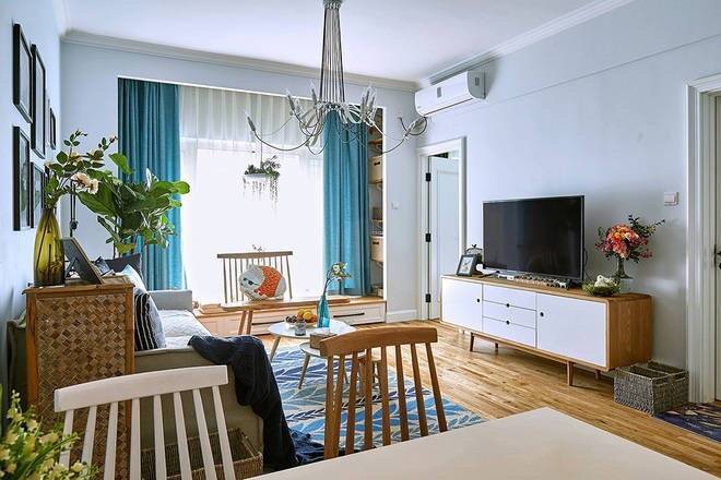 以淡蓝为主色调的温暖小北欧风格家居装修设计,清新舒适!