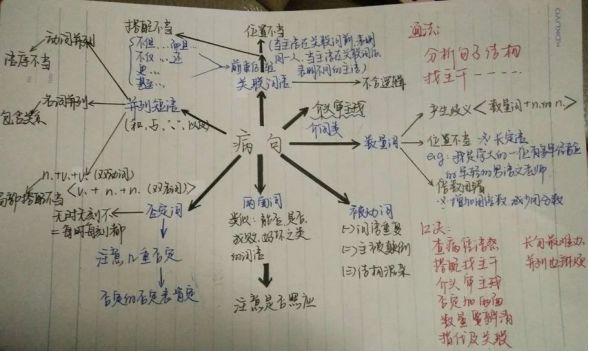 (针对"语文病句",皮老师和学生一起梳理的思维导图)