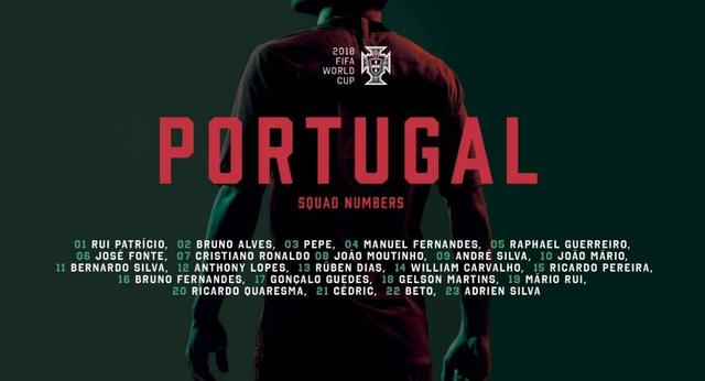 葡萄牙国家队号码:C罗7号