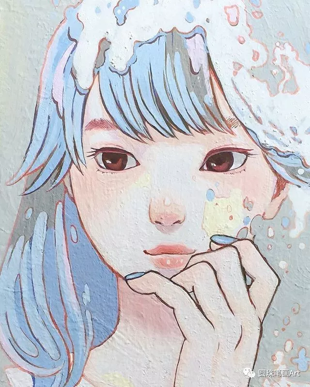 破碎的少女,丙烯颜料画