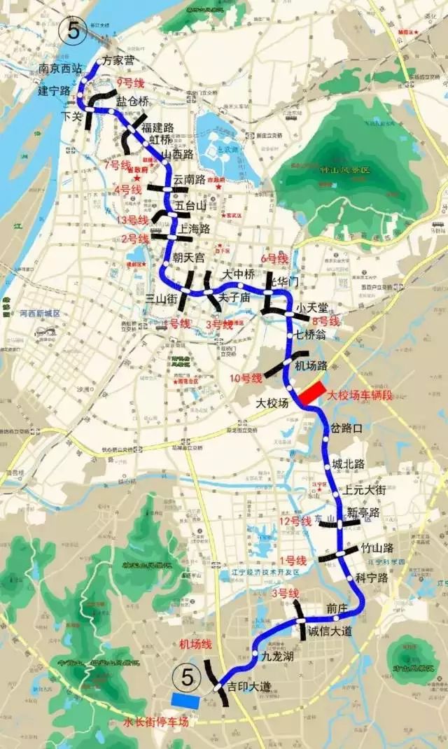 4公里南京地铁5号线起于江宁区的吉印大道站地铁5号线石杨路也将增设