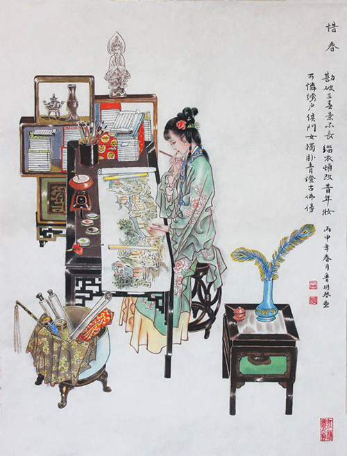 当代著名工笔画家鲁玥琴国画作品欣赏