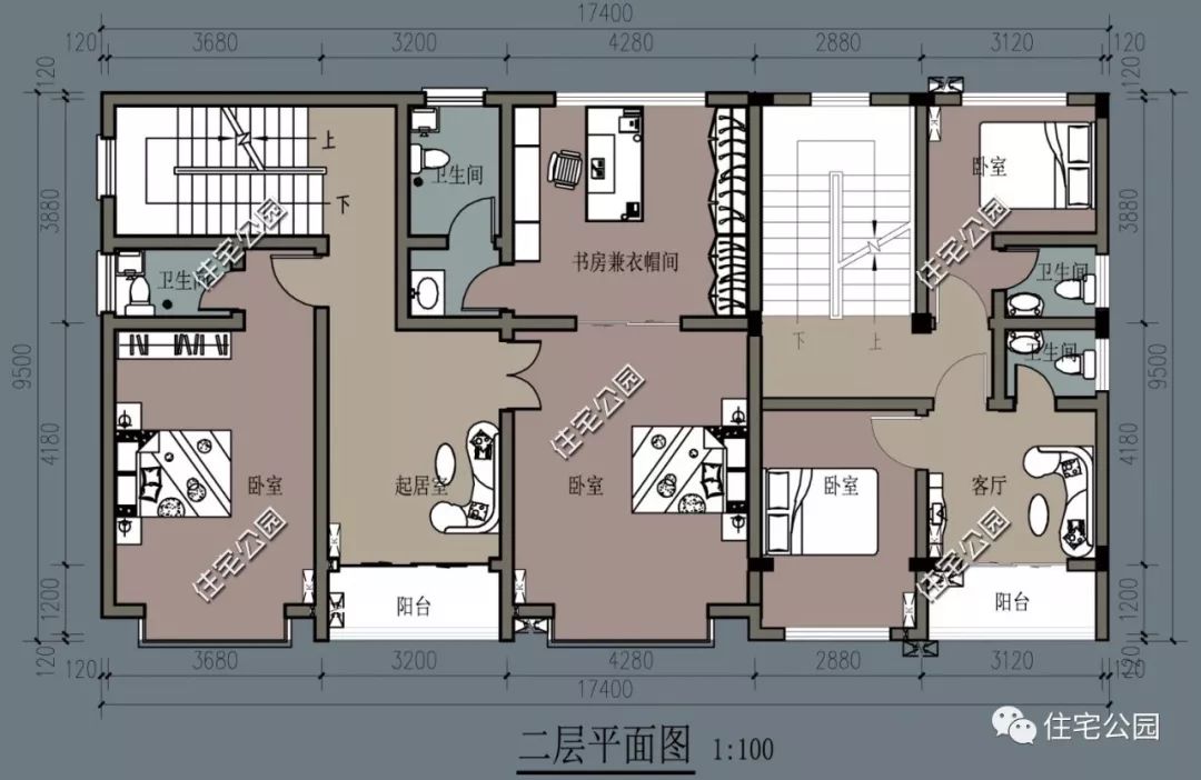 8×17米实用双拼户型,临街宅建房首选