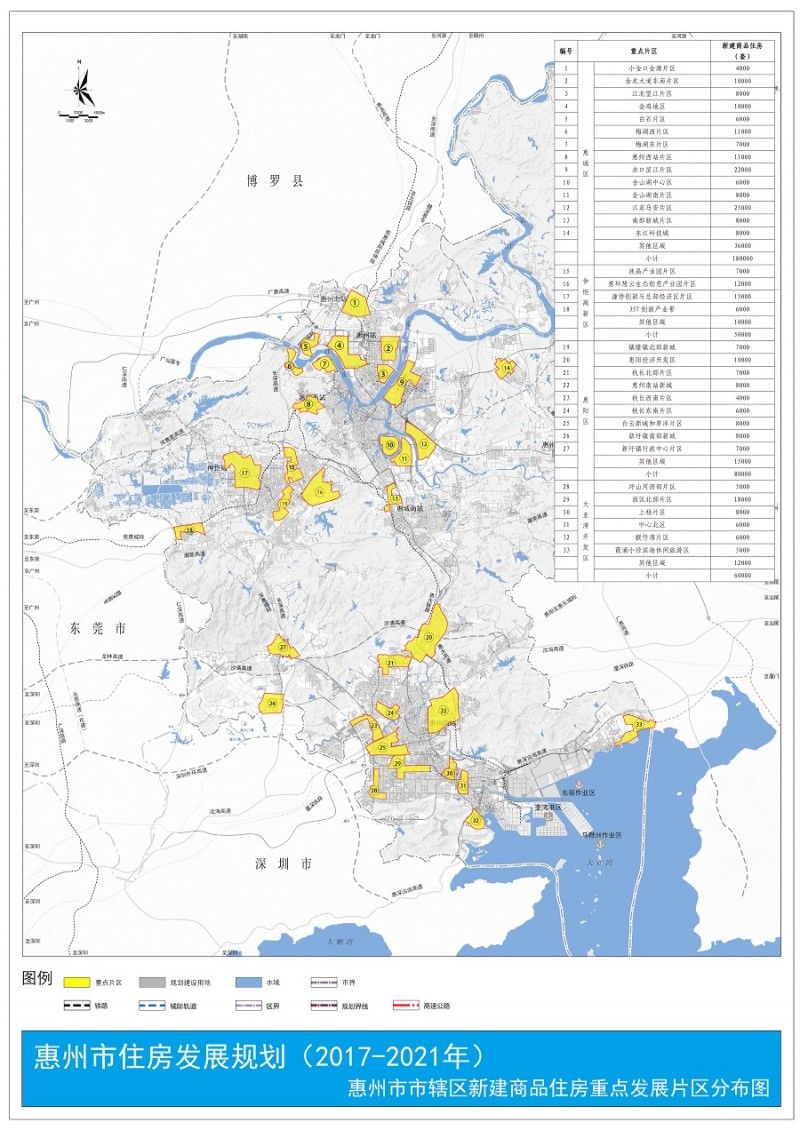 惠州5年内将新建商品住房55万套,重点分布在这些区域!