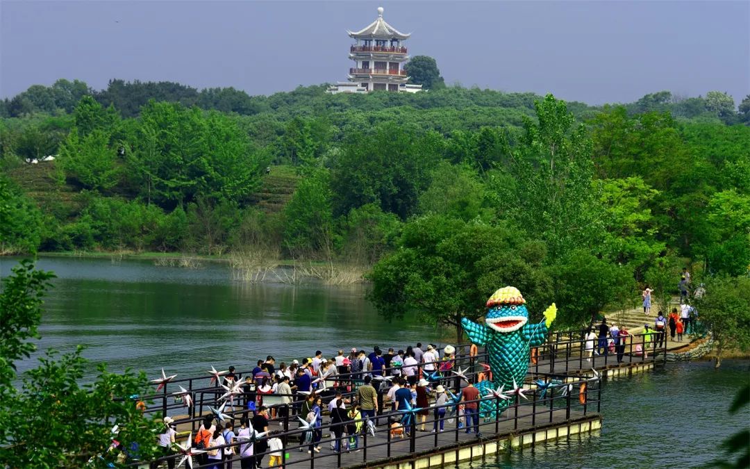 茶农在文新茶叶生态观光园采摘毛尖茶 游客在南湾湖风景区聆听用编钟