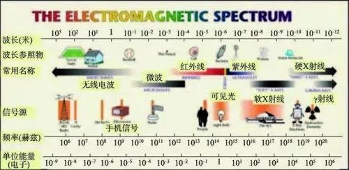 微波,红外线,可见光到波长比较短的紫外线,x射线和能量最高的γ射线