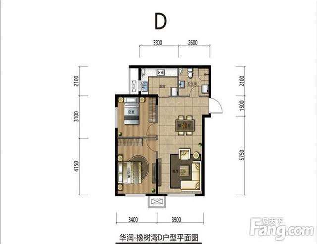 以下就是本套华润橡树湾小区85平米二居室房子的户型图.