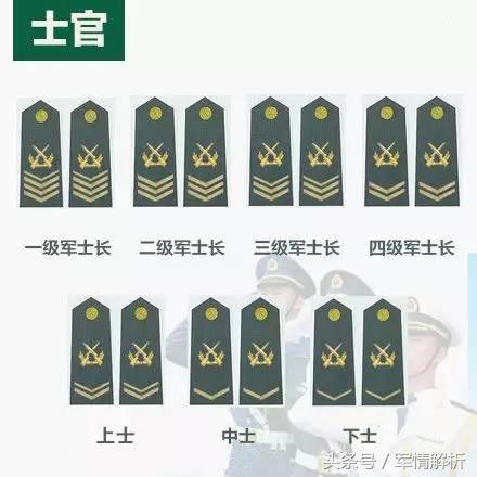 图为中国军队士兵军衔