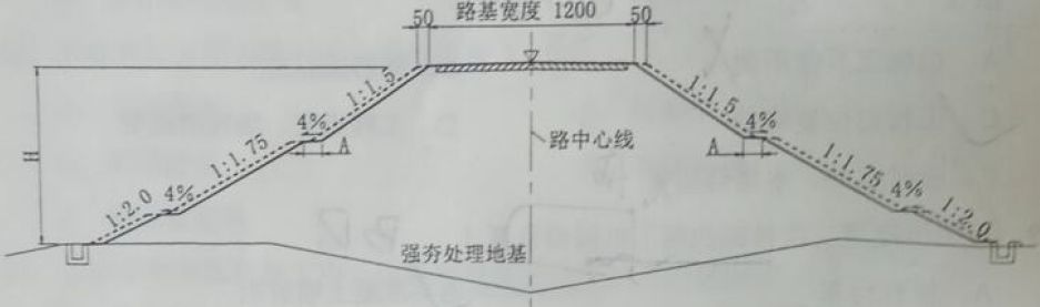 注:本图单位以cm计,路基两侧超宽填筑50cm.