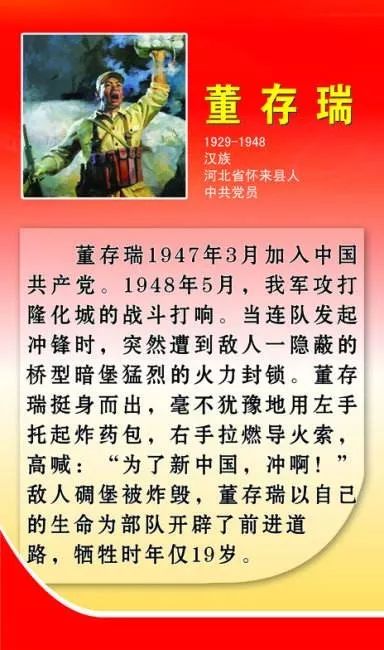 《赞英雄—董存瑞》英雄董存瑞,战场显威神.爆破称元帅,勇气更堪钦.