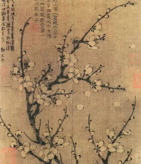 《墨梅图》佚名 (辽宁博物馆藏)图绘古梅一株,枝干舒展,花朵绽放,笔墨