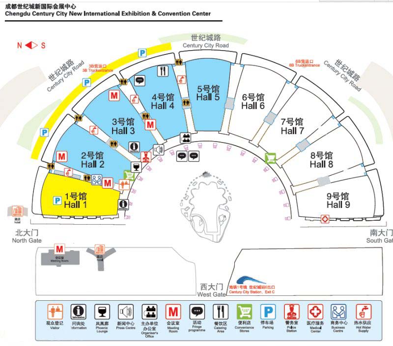成都世纪新城国际会展中心位于城南新区内,西为人民南路南延线天府