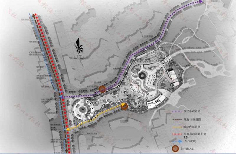花山公园停车场项目 车行流线分析图