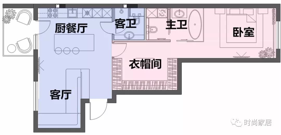 小姐姐的65㎡丨房间再小也要有衣帽间和大浴缸