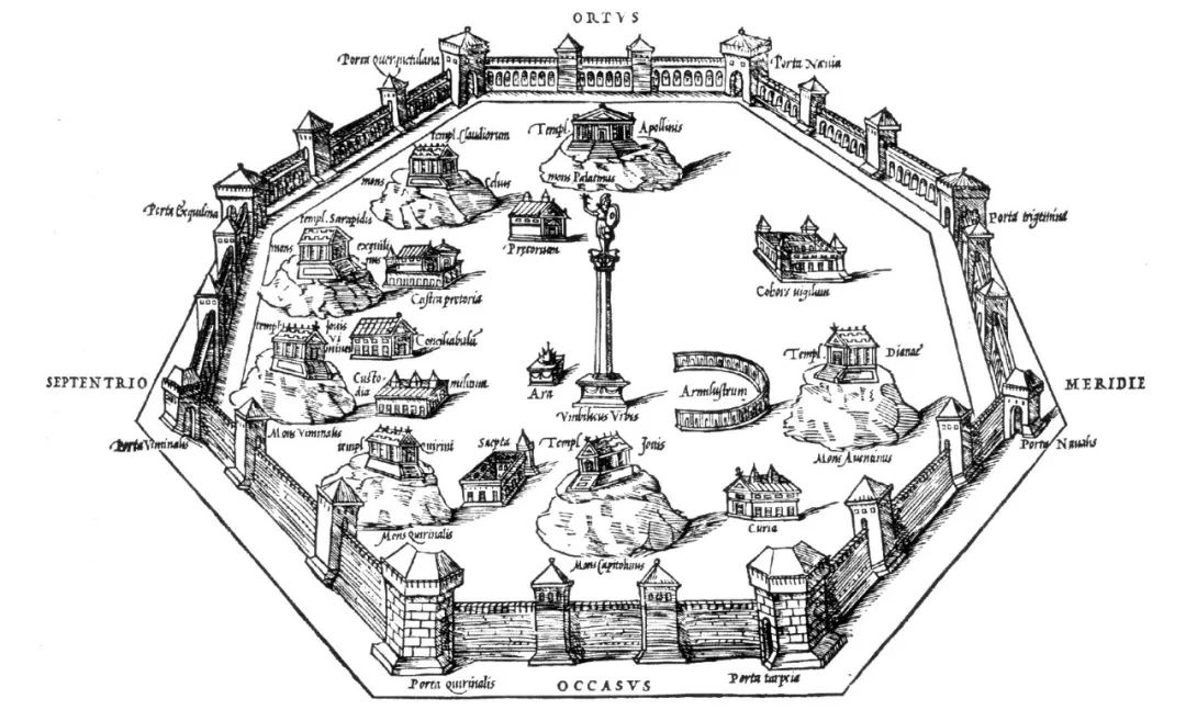 正文  ▲ 塞维乌斯·图利乌斯时期的罗马(1527年版画) 《世界城市史》