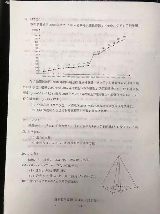 2018年高考全国二卷理科数学真题及答案