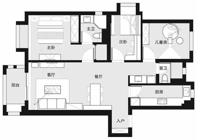 110㎡混搭三室,这才是儿童房设计的正确方式