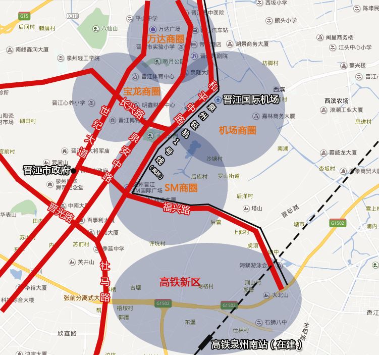 轻轨1号线(规划)的布局直抵泉州,石狮双城;又有 晋江国际机场矗立在