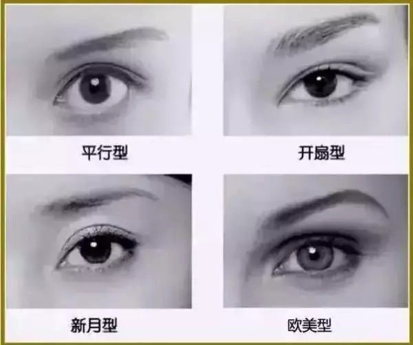 双眼皮大概分为四种类型,有平行型,开扇型,新月型和欧览型.