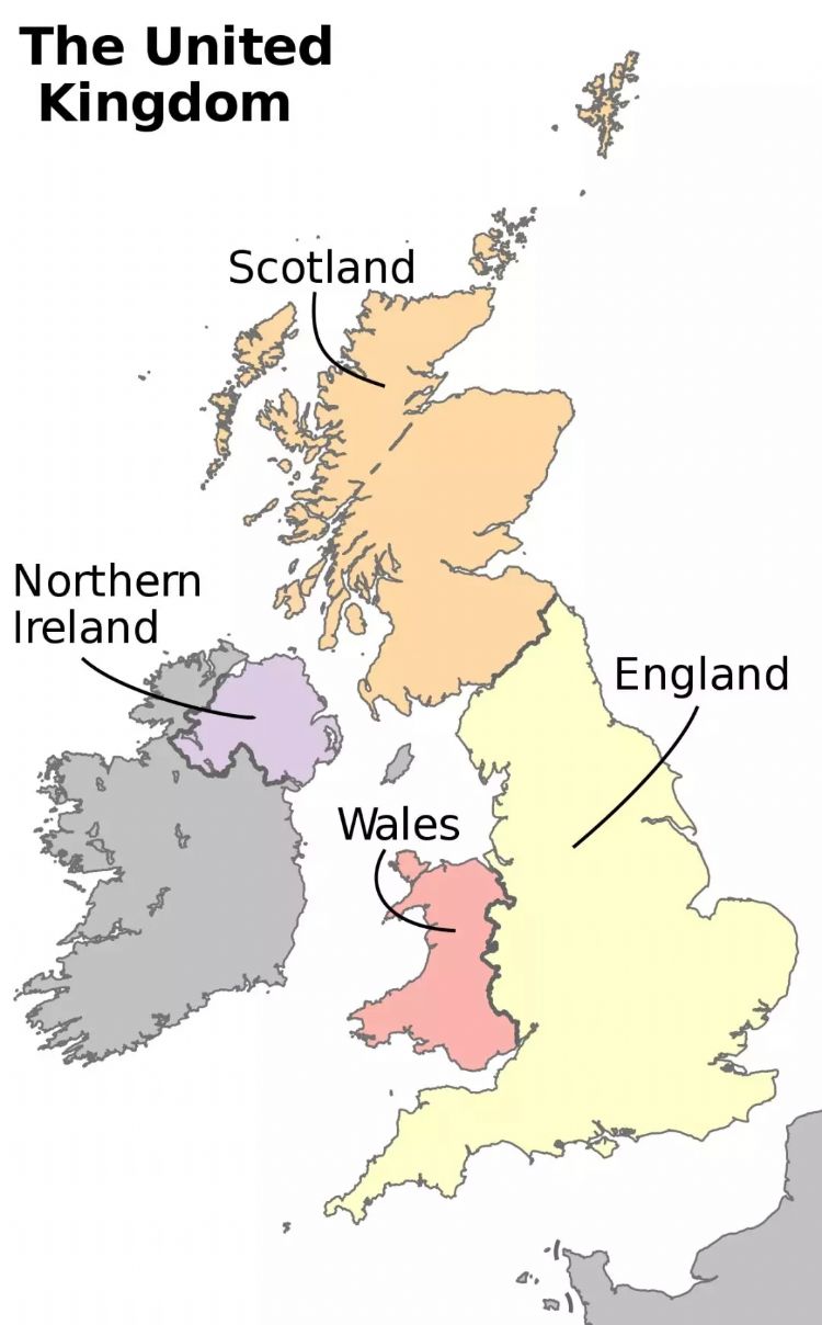 多说一句 大家都知道,英国有四大区域,英格兰(england),威尔士