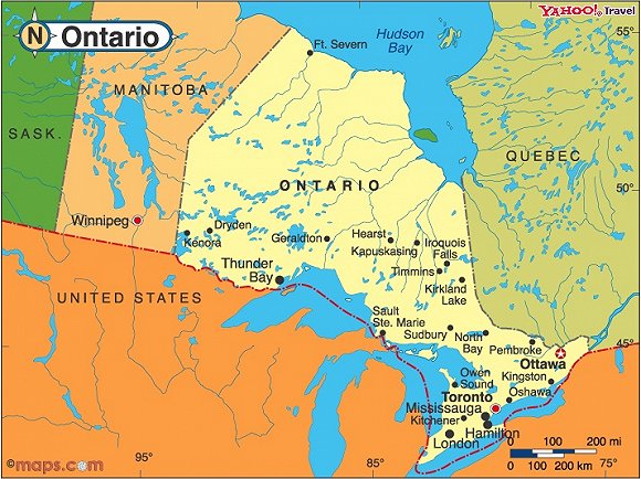 加拿大安大略省地图