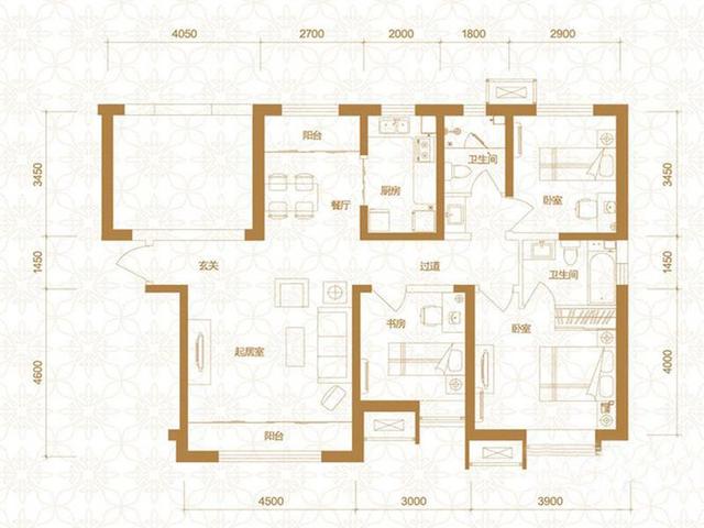 以下就是本套融创学府小区平米三居室房子的户型图.