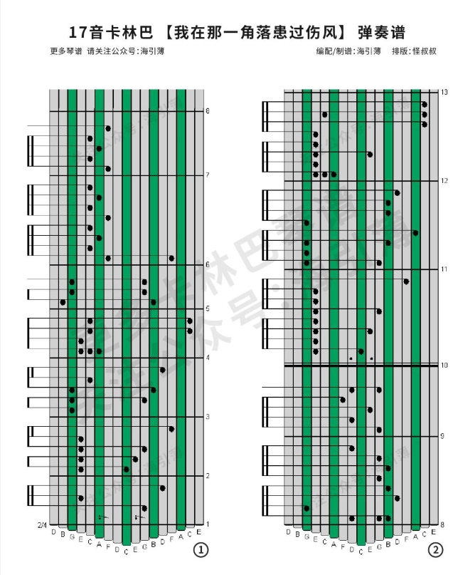 8音卡林巴曲谱_探窗卡林巴曲谱17音