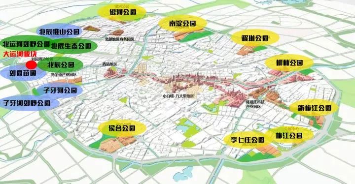 另待建的8座分别为银河公园,南淀公园,程林公园,柳林公园,李七庄公园