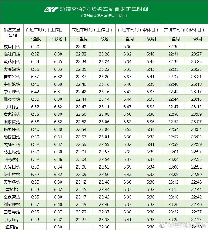 重庆轨道交通最新最全的首末班时间表 还有 如厕指南 每天坐轻轨 手机