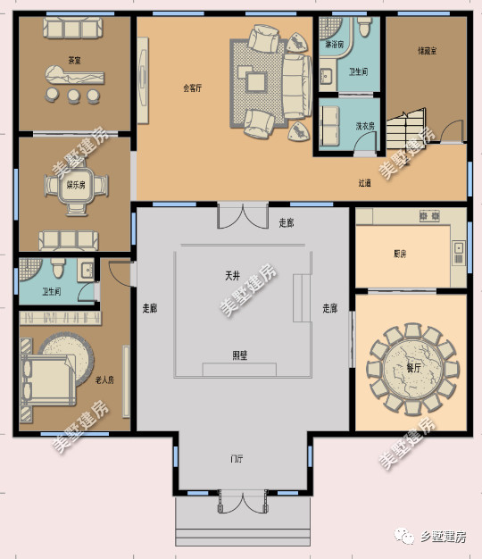 16×17米带天井新中式别墅,引领农村建设新时尚,附施工图!